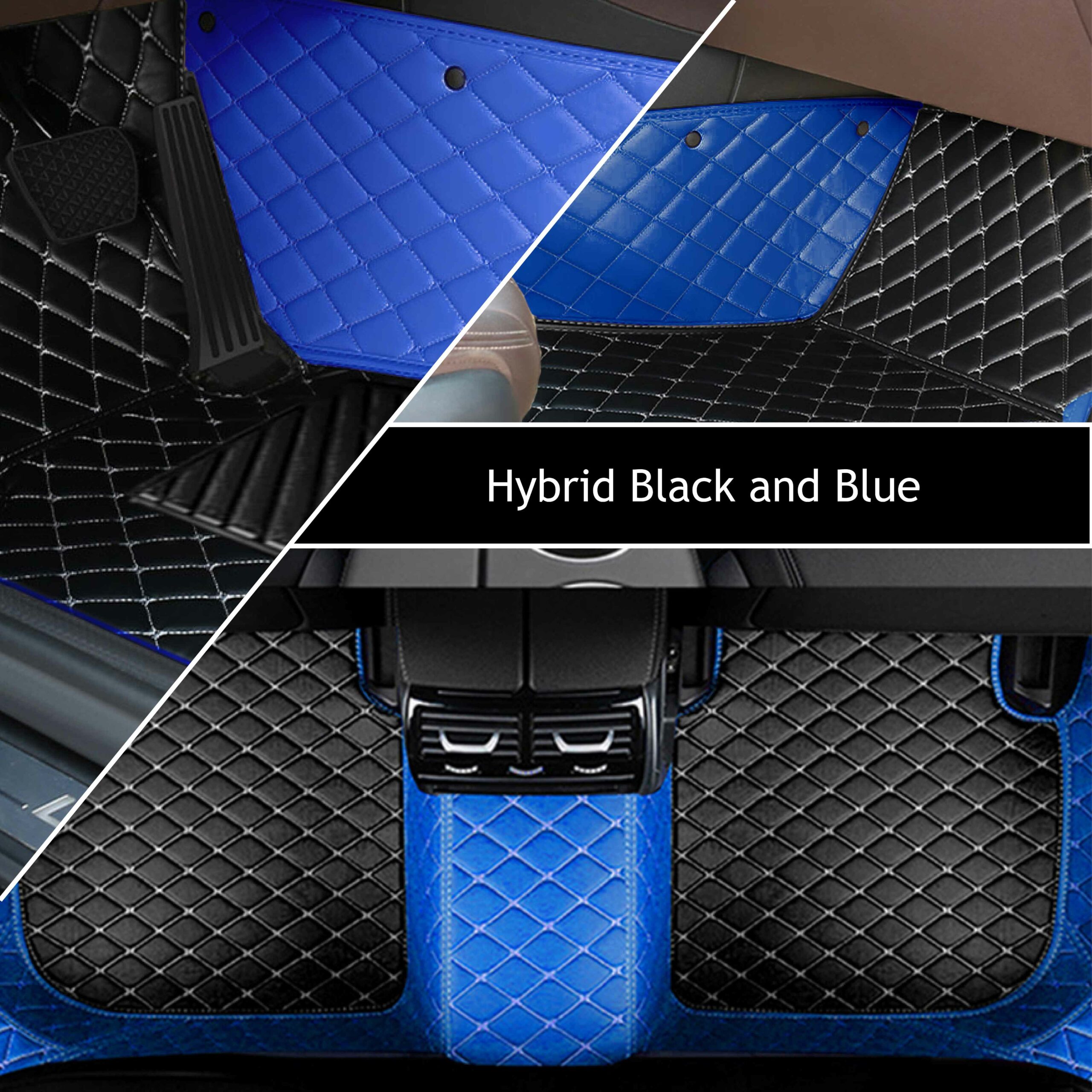 Hybrid Black and Blue Diamond Car Floor Mats - Auto Americans